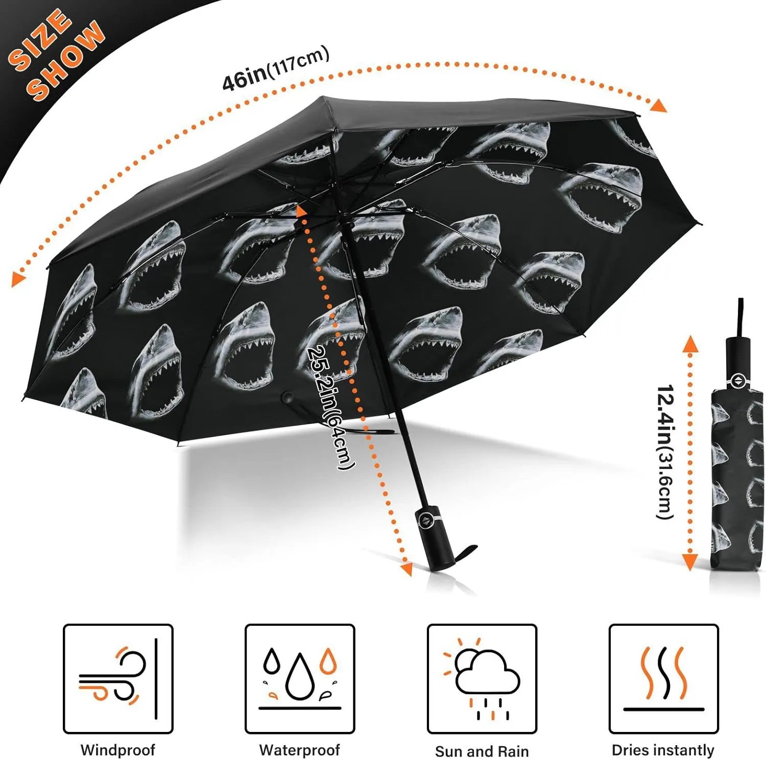 Oyihfvs Automatic Umbrella, Folding Umbrella Reinforced Anti-UV Sun rain Auto Open/Close