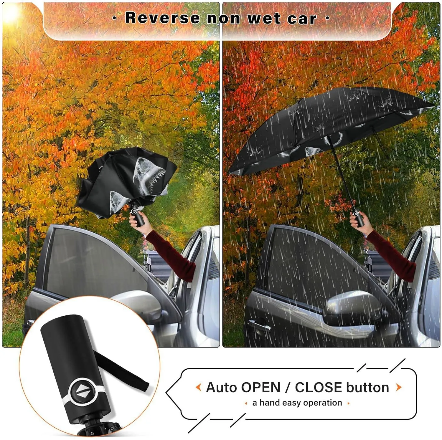 Oyihfvs Automatic Umbrella, Folding Umbrella Reinforced Anti-UV Sun rain Auto Open/Close