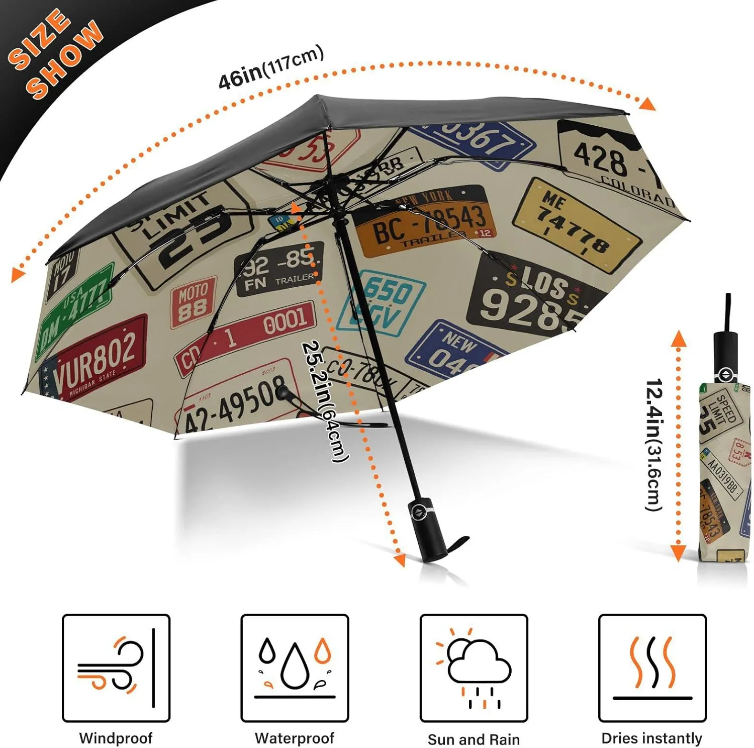 Oyihfvs Automatic Umbrella, Folding Umbrella Reinforced Anti-UV Sun rain Auto Open/Close