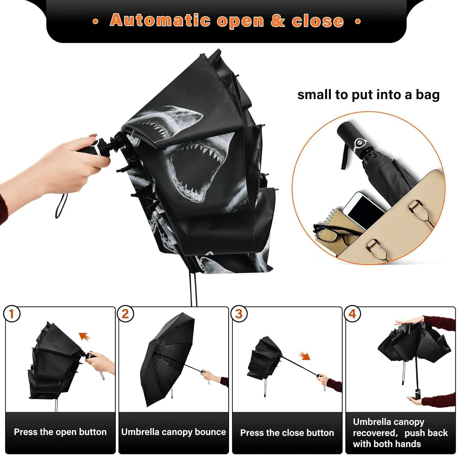 Oyihfvs Automatic Umbrella, Folding Umbrella Reinforced Anti-UV Sun rain Auto Open/Close
