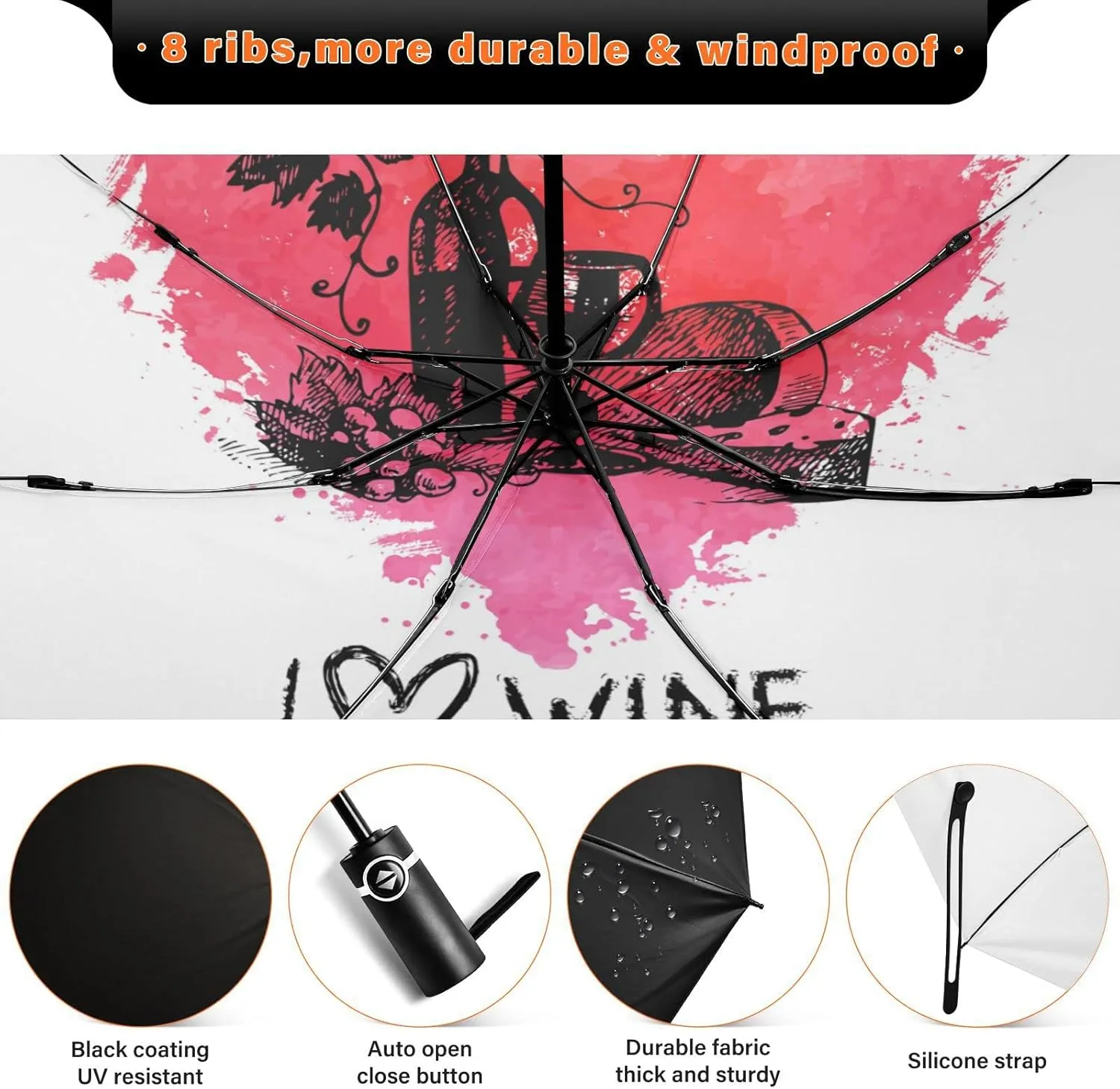 Oyihfvs Automatic Umbrella, Folding Umbrella Reinforced Anti-UV Sun rain Auto Open/Close