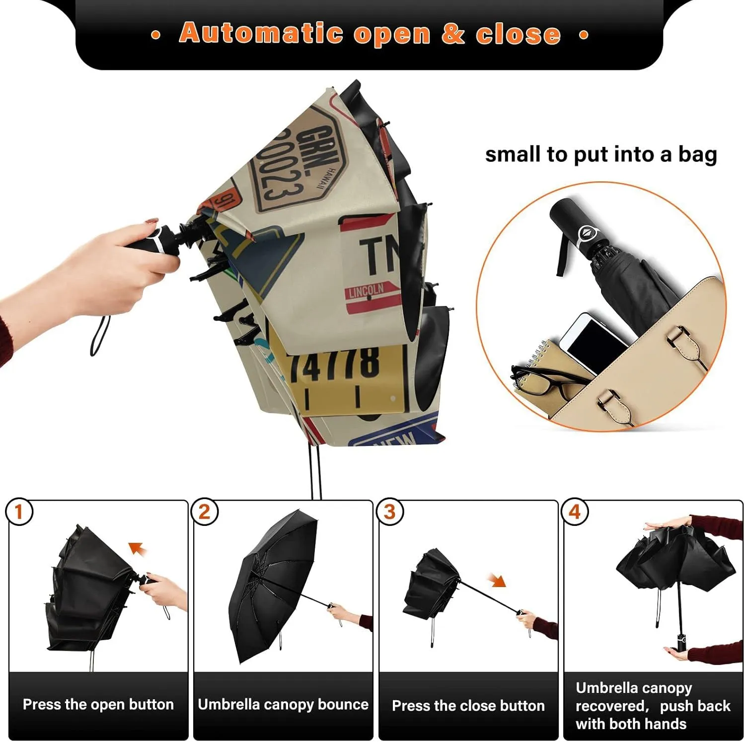 Oyihfvs Automatic Umbrella, Folding Umbrella Reinforced Anti-UV Sun rain Auto Open/Close