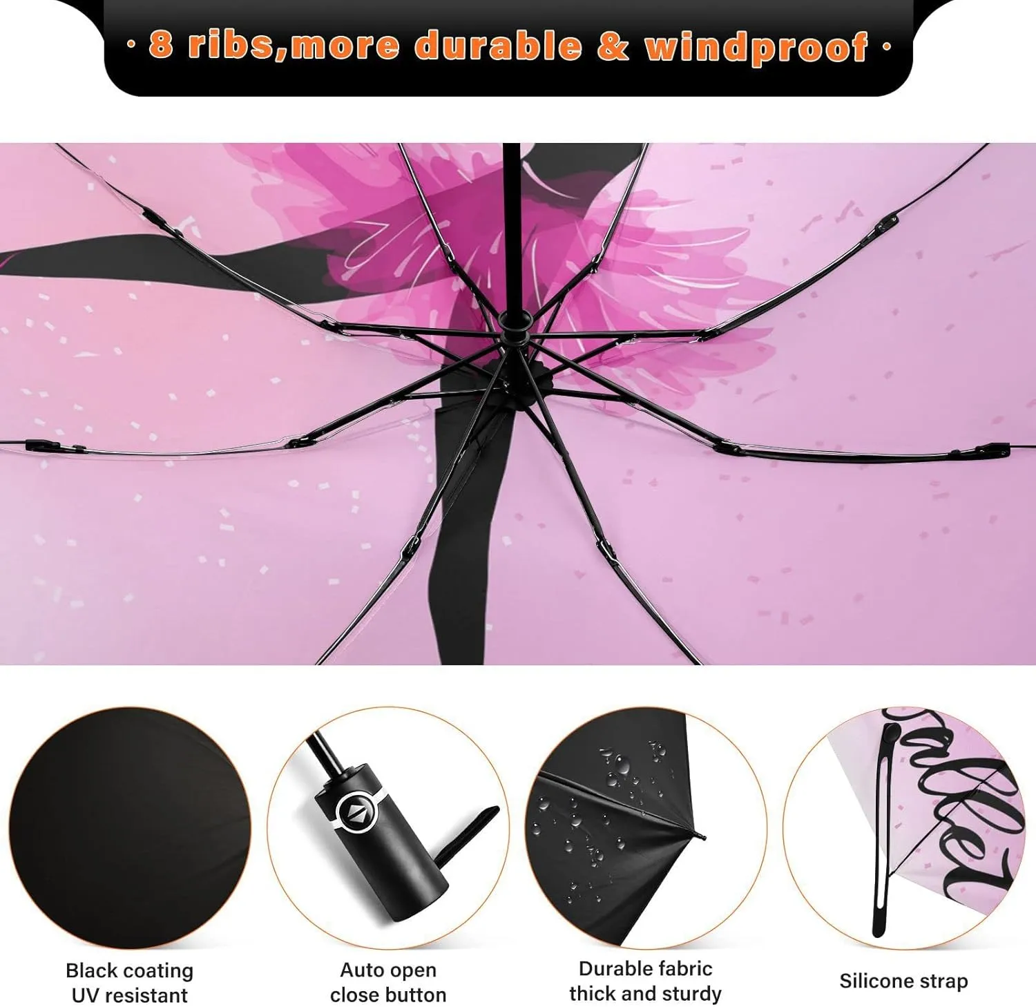 Oyihfvs Automatic Umbrella, Folding Umbrella Reinforced Anti-UV Sun rain Auto Open/Close