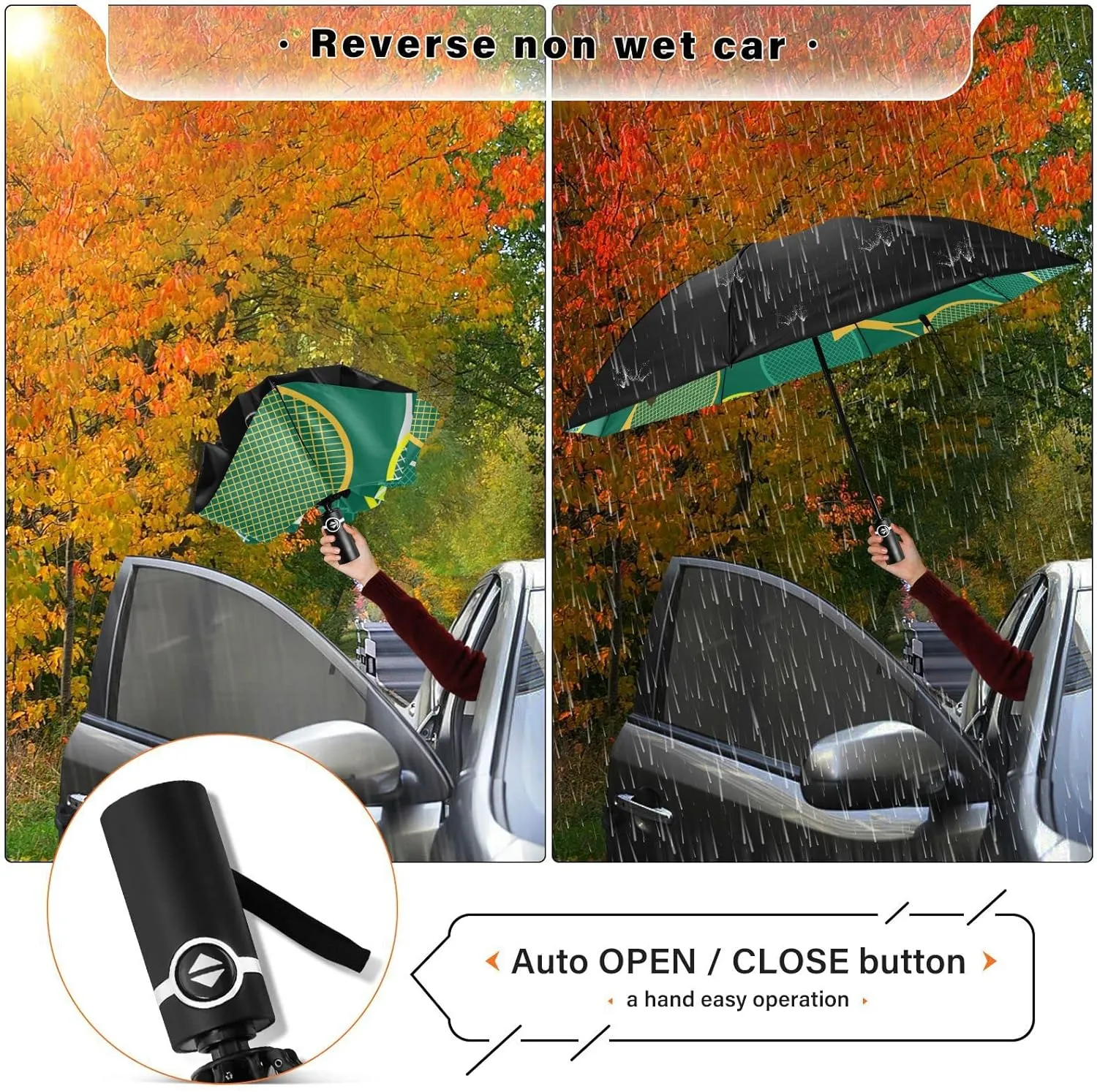 Oyihfvs Automatic Umbrella, Folding Umbrella Reinforced Anti-UV Sun rain Auto Open/Close