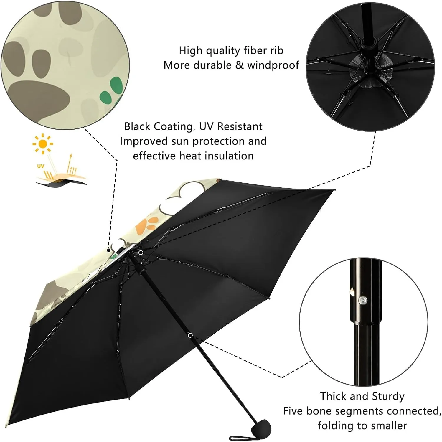 Oyihfvs Parasol Folding Umbrella, Reinforced Windproof Waterproof, Portable Compact Anti-UV Sun Rain Protection for Travel Outdoor