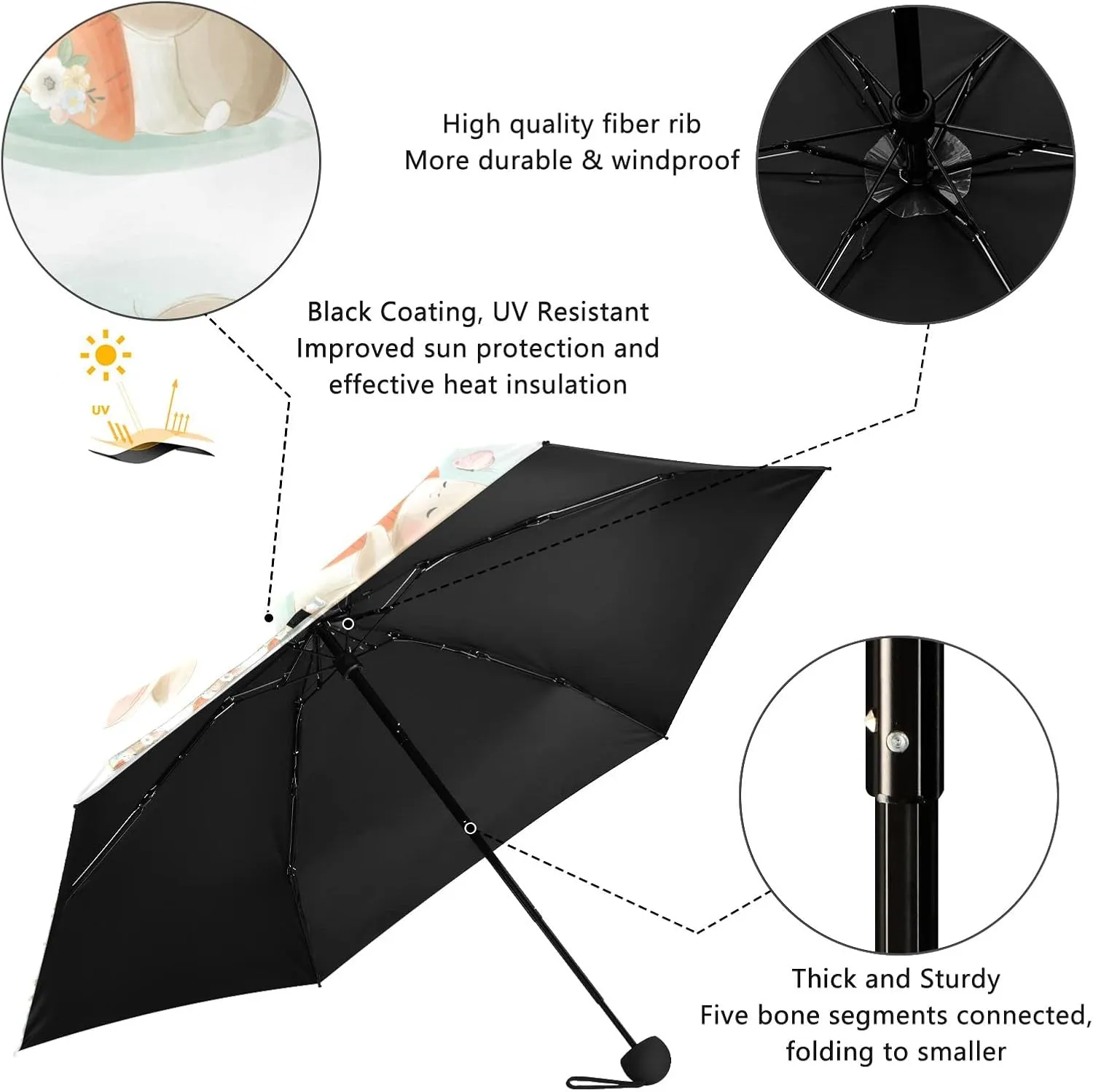 Oyihfvs Parasol Folding Umbrella, Reinforced Windproof Waterproof, Portable Compact Anti-UV Sun Rain Protection for Travel Outdoor