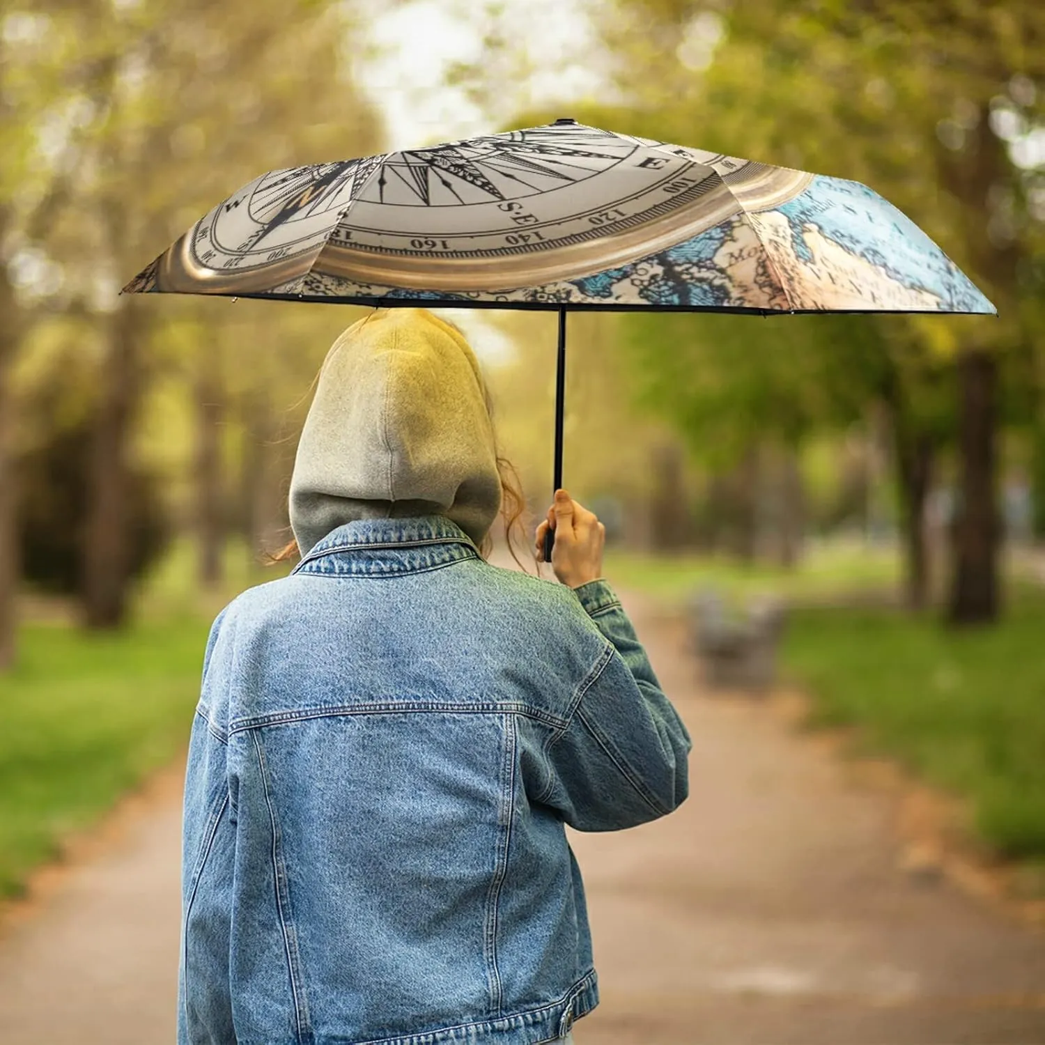 Oyihfvs Parasol Folding Umbrella, Reinforced Windproof Waterproof, Portable Compact Anti-UV Sun Rain Protection for Travel Outdoor