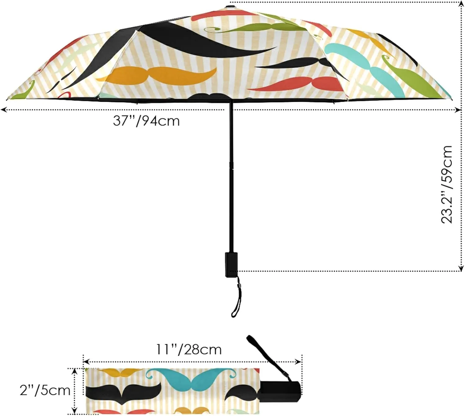 Oyihfvs Parasol Folding Umbrella, Reinforced Windproof Waterproof, Portable Compact Anti-UV Sun Rain Protection for Travel Outdoor