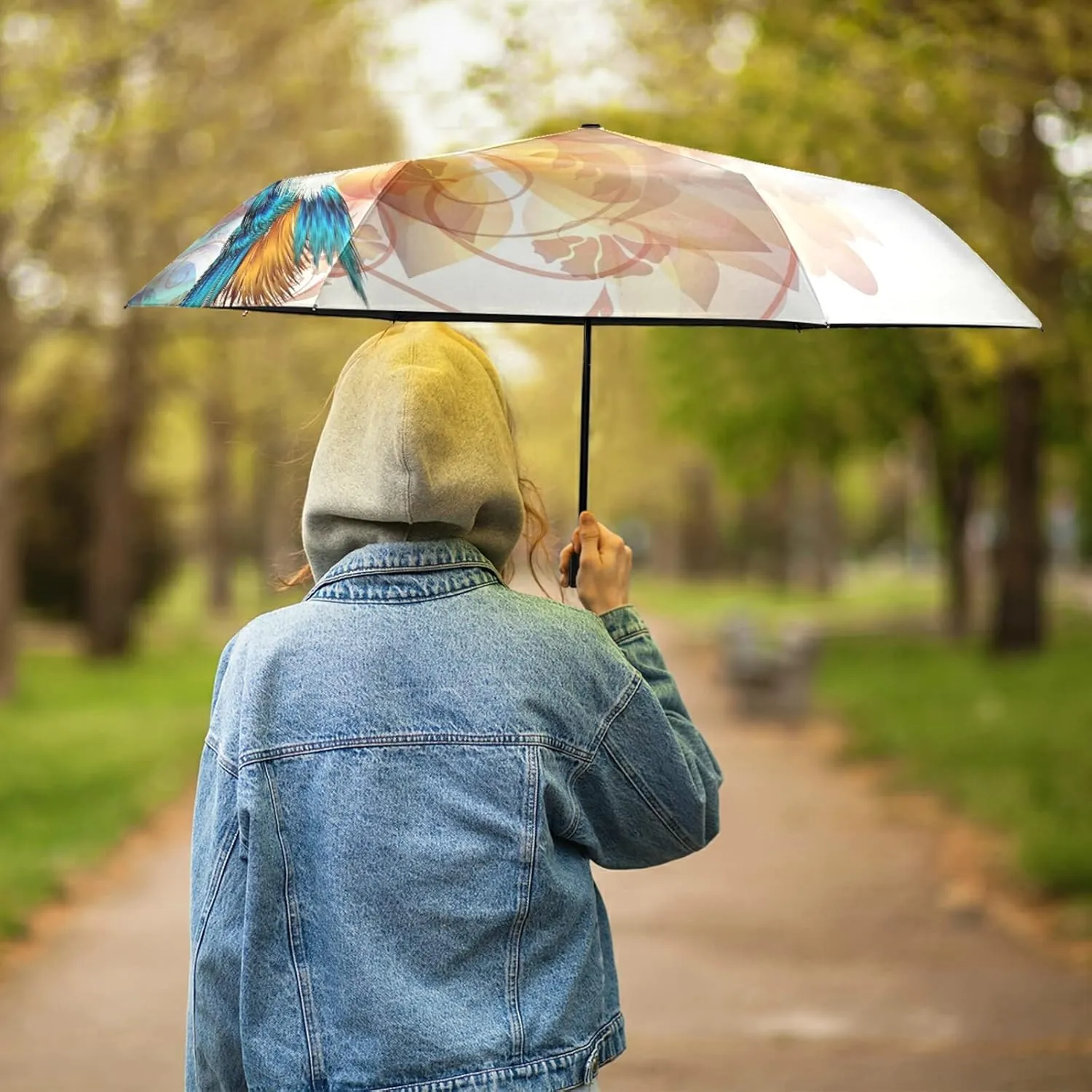 Oyihfvs Parasol Folding Umbrella, Reinforced Windproof Waterproof, Portable Compact Anti-UV Sun Rain Protection for Travel Outdoor