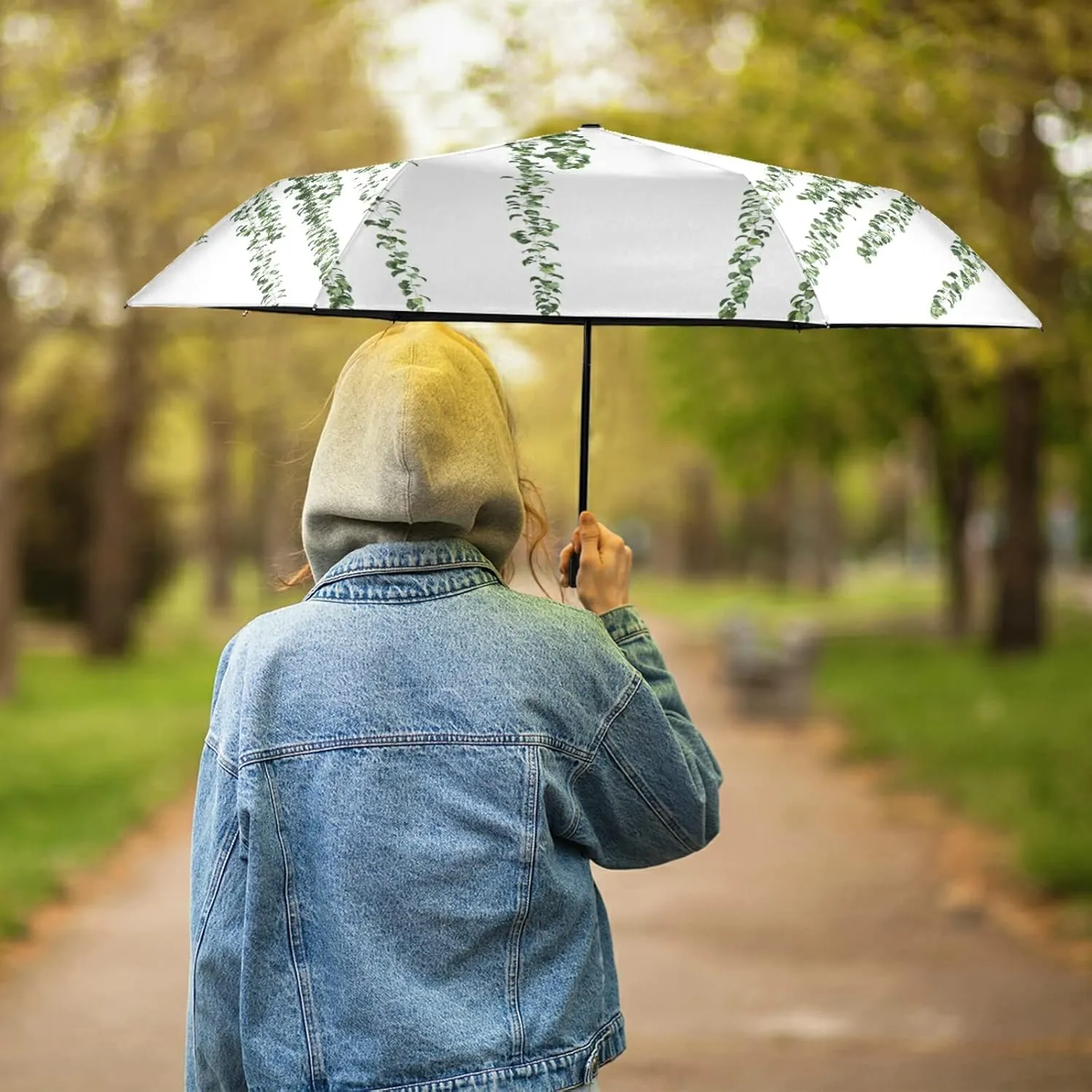 Oyihfvs Parasol Folding Umbrella, Reinforced Windproof Waterproof, Portable Compact Anti-UV Sun Rain Protection for Travel Outdoor