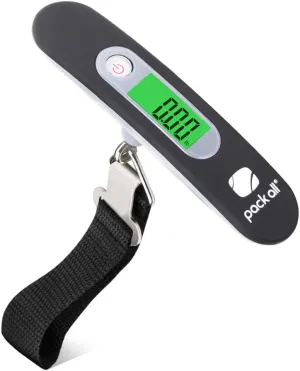 pack all 110 Lbs Luggage Scale, Digital Handheld Luggage Scale, Baggage Scale, Travel Weight Scale for Luggage with Backlit LCD Display, Battery Included, Black