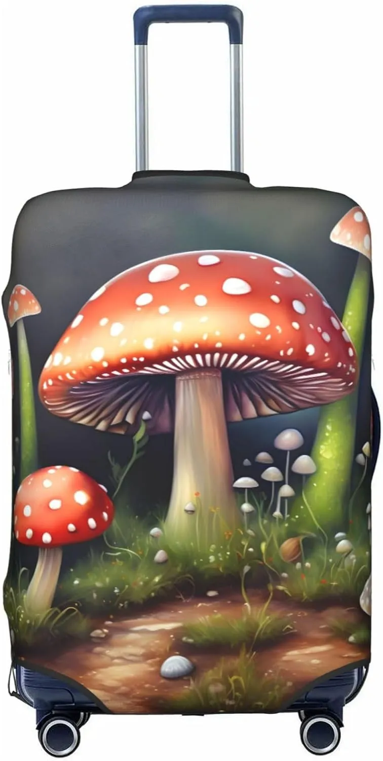Painting Mushroom Travel Luggage Cover Suitcase Protector Fits 18-22 Inch Luggage,Anti Scratch Dirt Covers