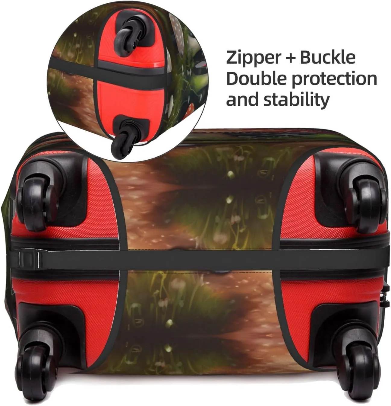 Painting Mushroom Travel Luggage Cover Suitcase Protector Fits 18-22 Inch Luggage,Anti Scratch Dirt Covers
