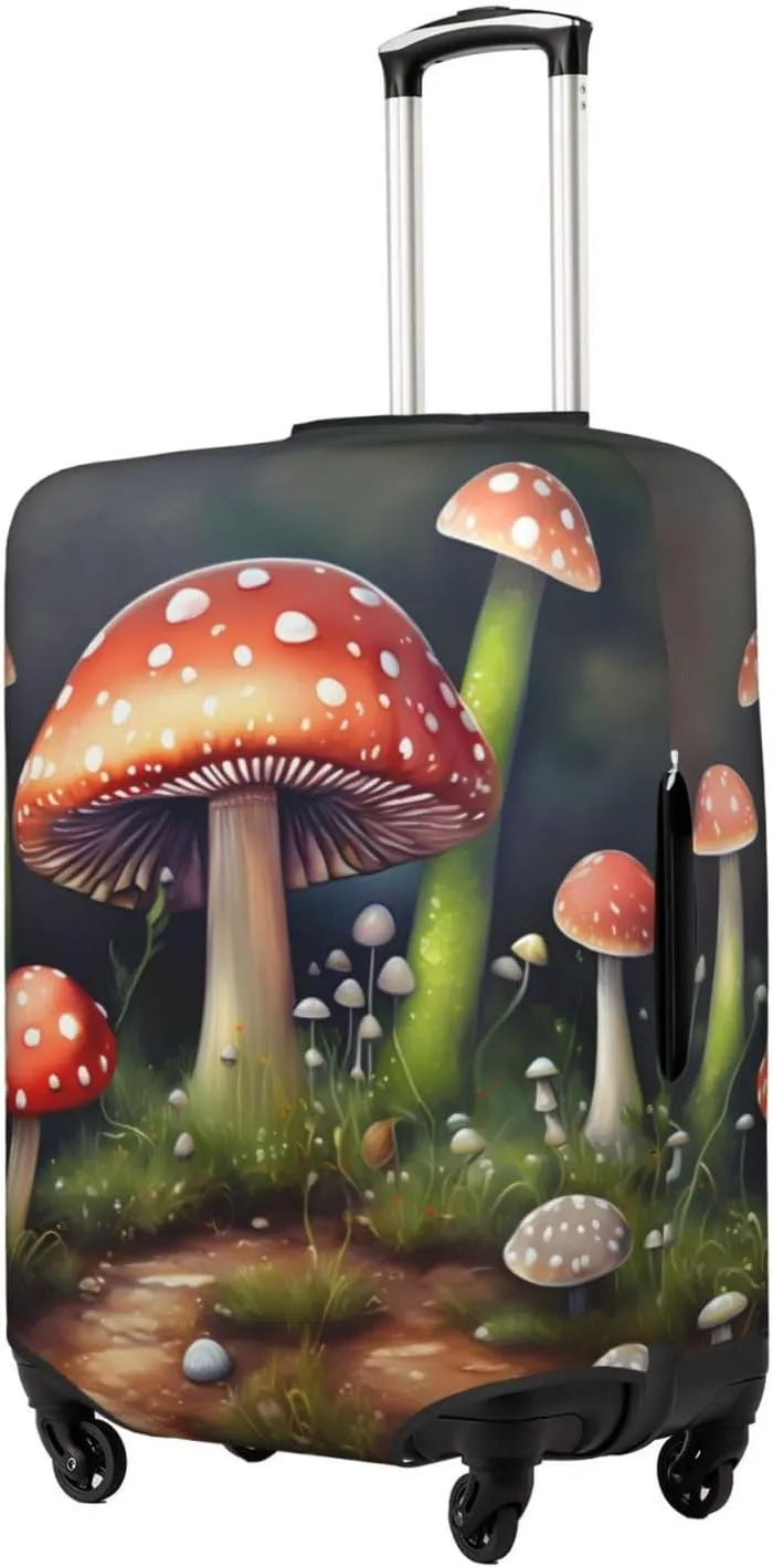 Painting Mushroom Travel Luggage Cover Suitcase Protector Fits 18-22 Inch Luggage,Anti Scratch Dirt Covers
