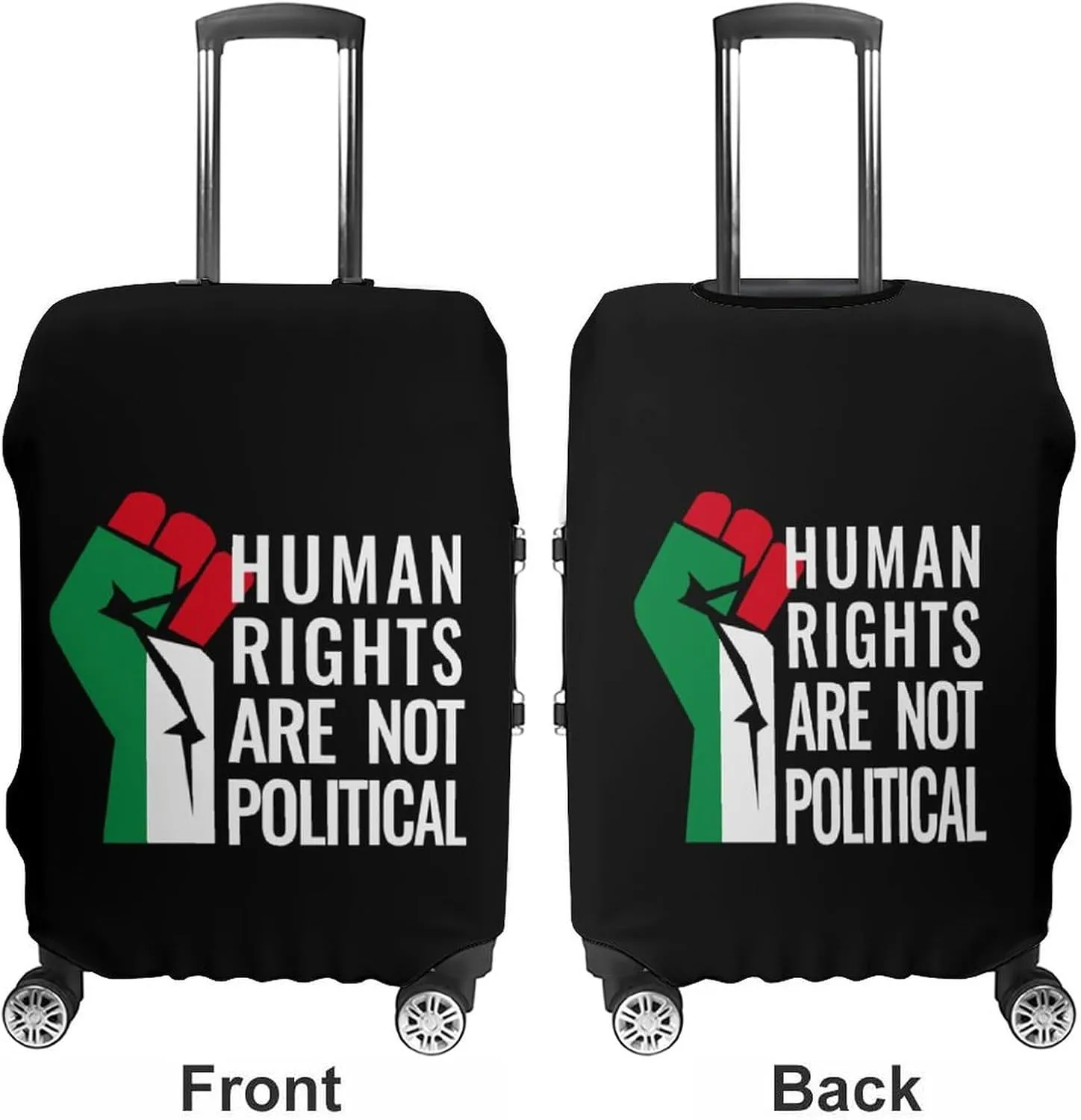 Palestine Flag Human Rights Are Not Political Fashion Luggage Cover Protector Washable Elastic Suitcase Cover Anti-Scratch Unisex Travel XL