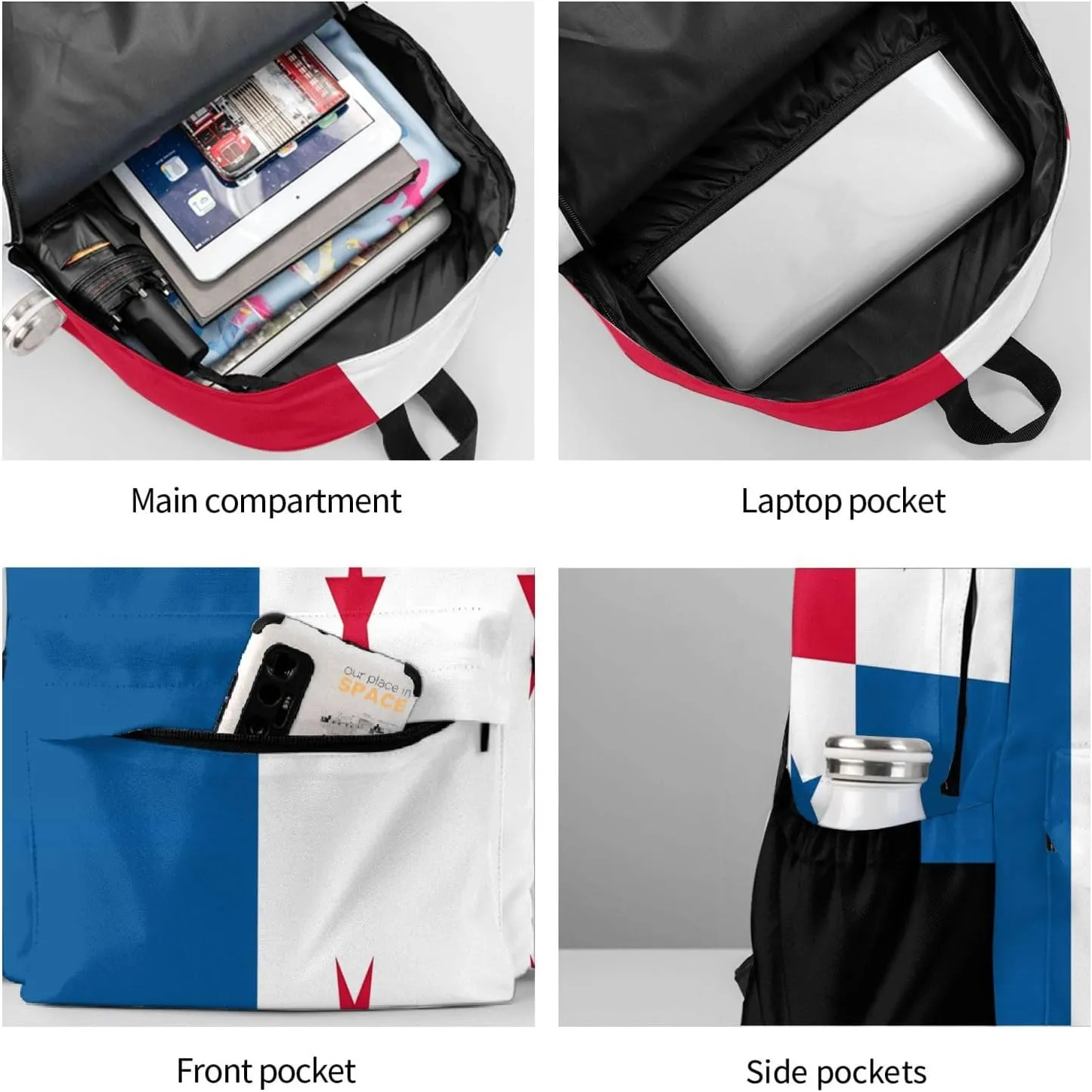 Panama Flag Laptop Backpack Work Travel Backpacks Business Rucksack Casual Outdoor Daypack with Adjustable Strap Bags for Sports Office Gym Hiking