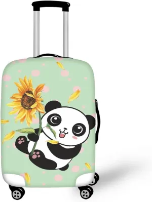 Panda And Sunflower Suitcase Cover Protectors 18/24/28/32 Inch Luggage Cover for Wheeled Suitcase Travel Elastic Suitcase Protector Custom Suitcase Cover Duffle Bag Covers Protector-L