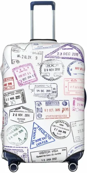 Passport Stamps Print Travel Luggage Cover Fits 18-32 Inch Luggage, Washable Suitcase Cover Protector with Concealed Zipper for Wheeled Suitcase Travel Accessories