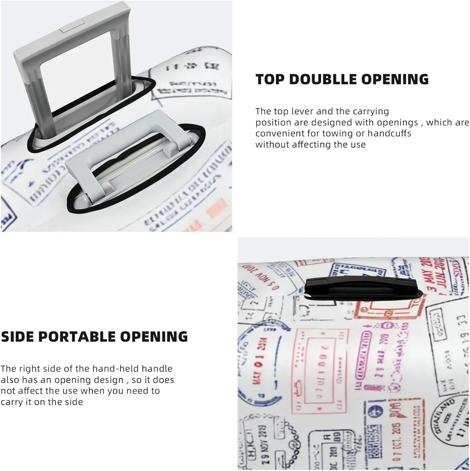 Passport Stamps Print Travel Luggage Cover Fits 18-32 Inch Luggage, Washable Suitcase Cover Protector with Concealed Zipper for Wheeled Suitcase Travel Accessories