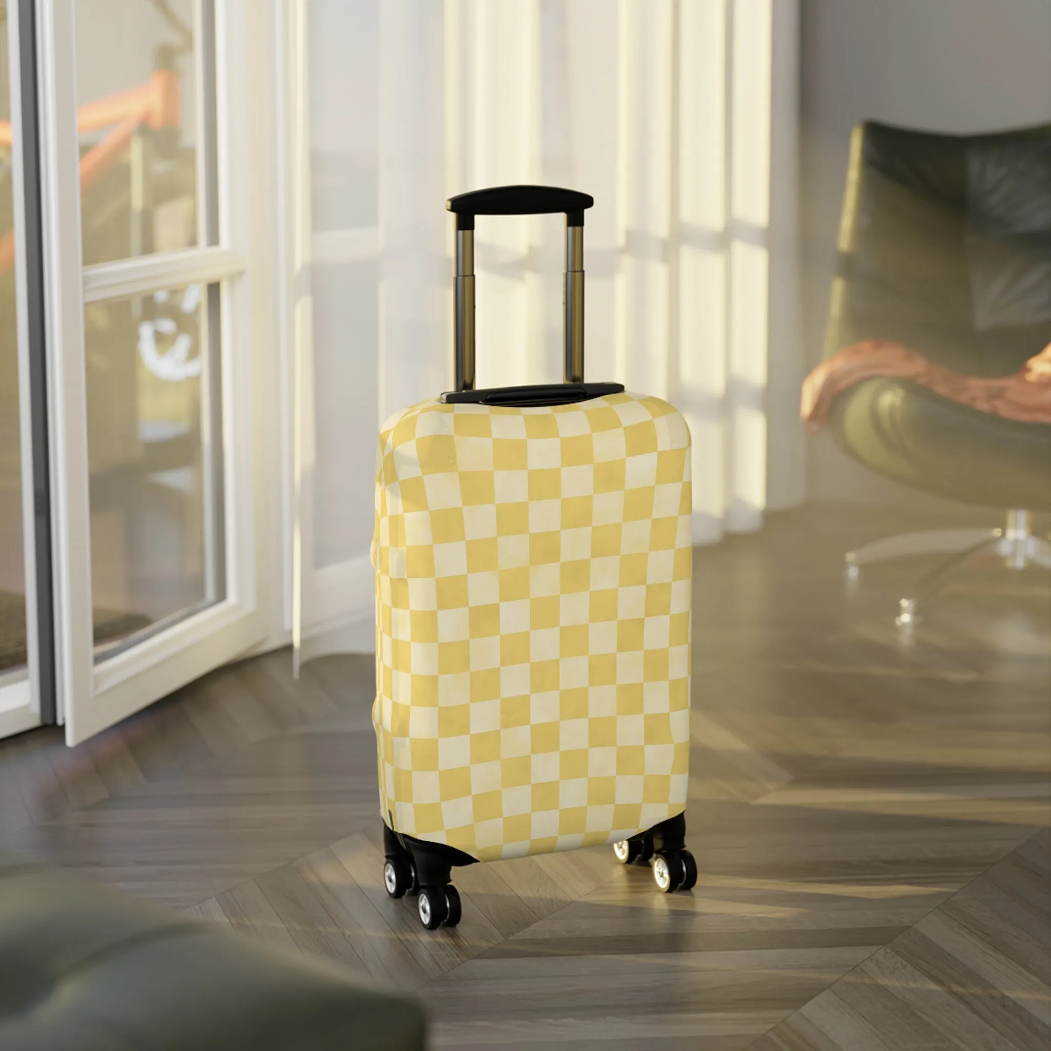 Pastel Checkers Luggage Cover - Checkers Suitcase Cover