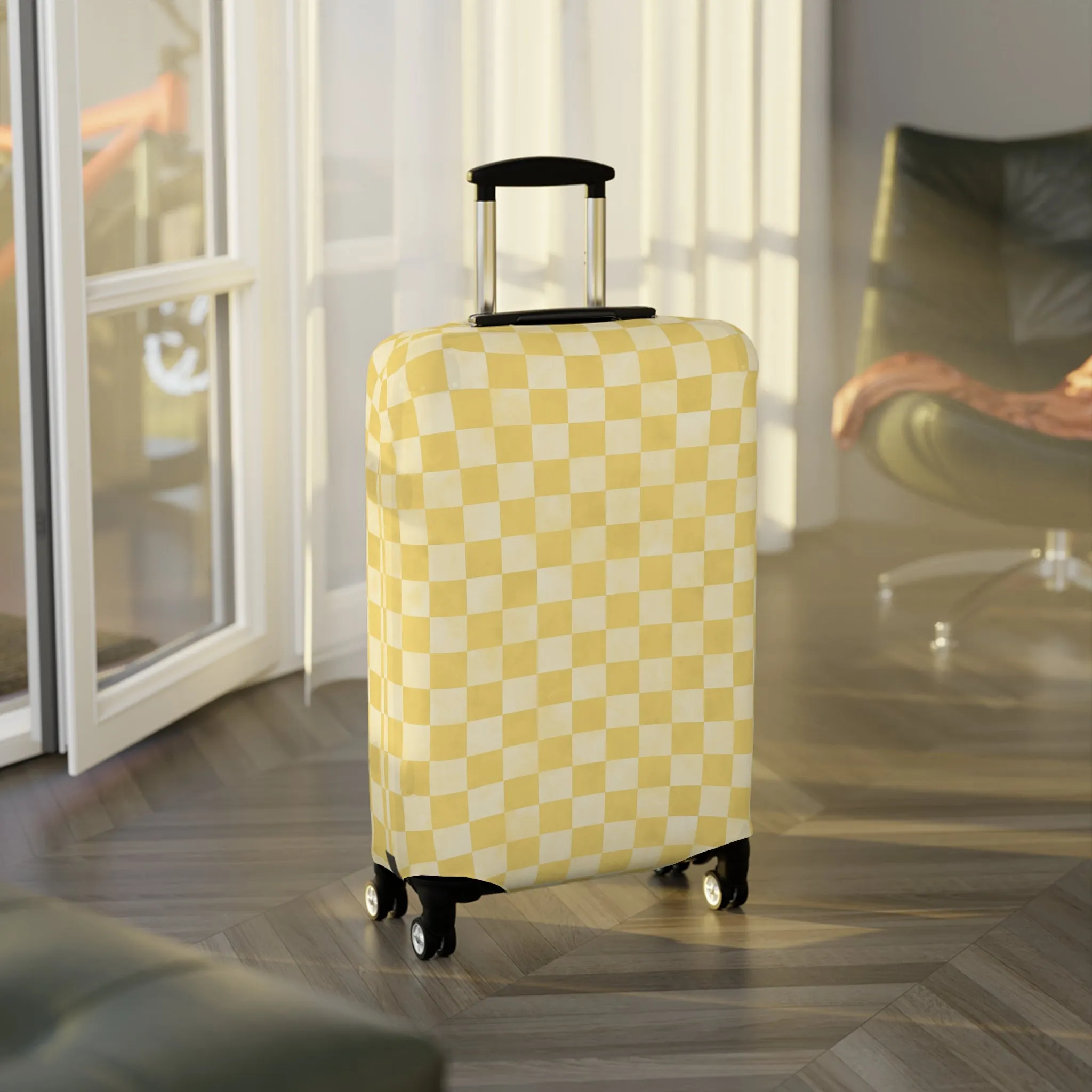Pastel Checkers Luggage Cover - Checkers Suitcase Cover