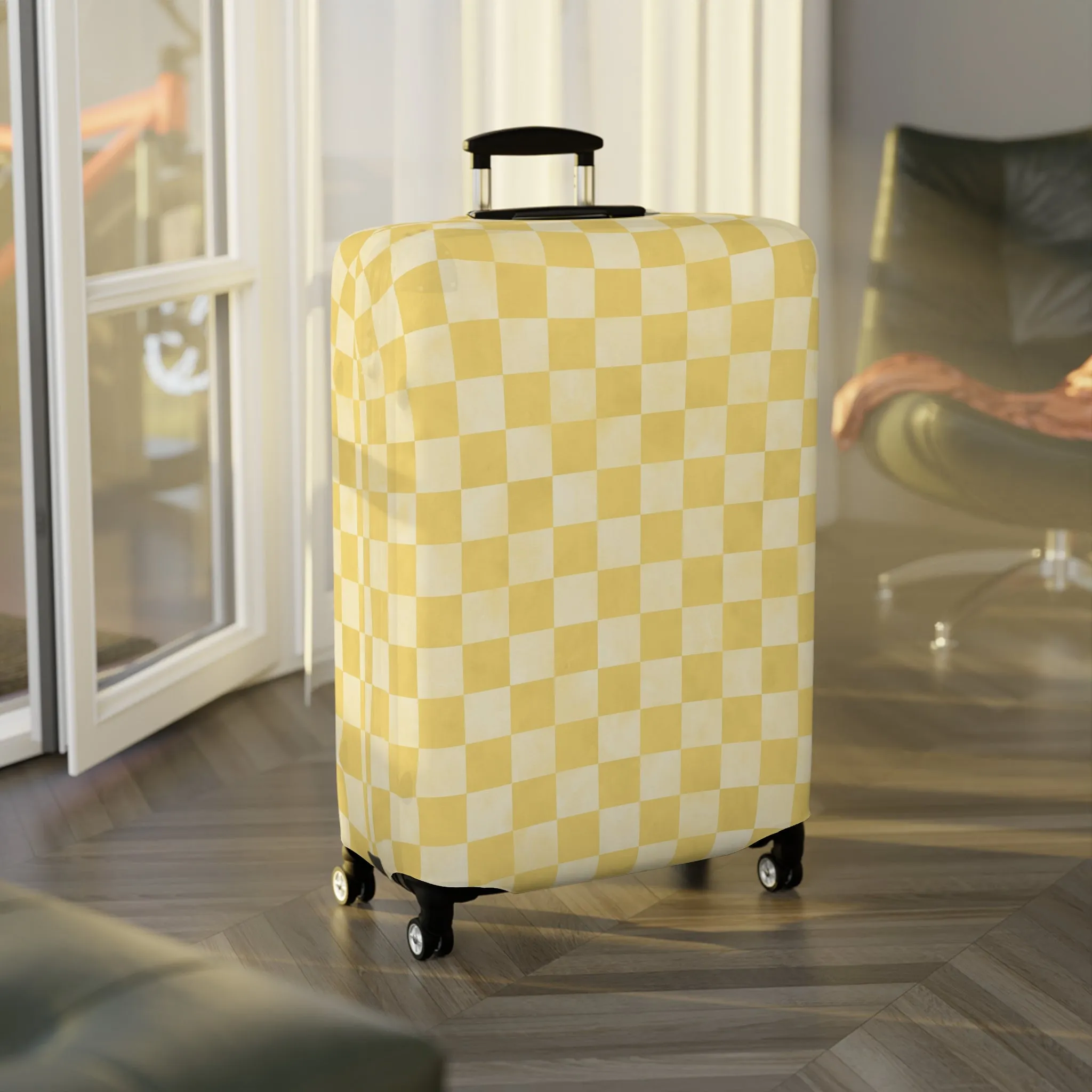 Pastel Checkers Luggage Cover - Checkers Suitcase Cover