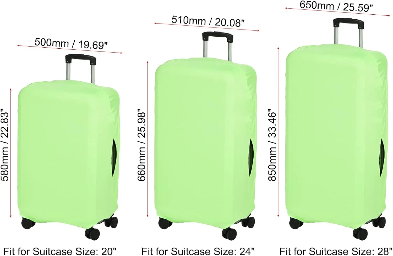 PATIKIL Elastic Silk Travel Luggage Cover, Washable Protective Suitcase Protector Bag Green for 24 Inch Wheeled Suitcase