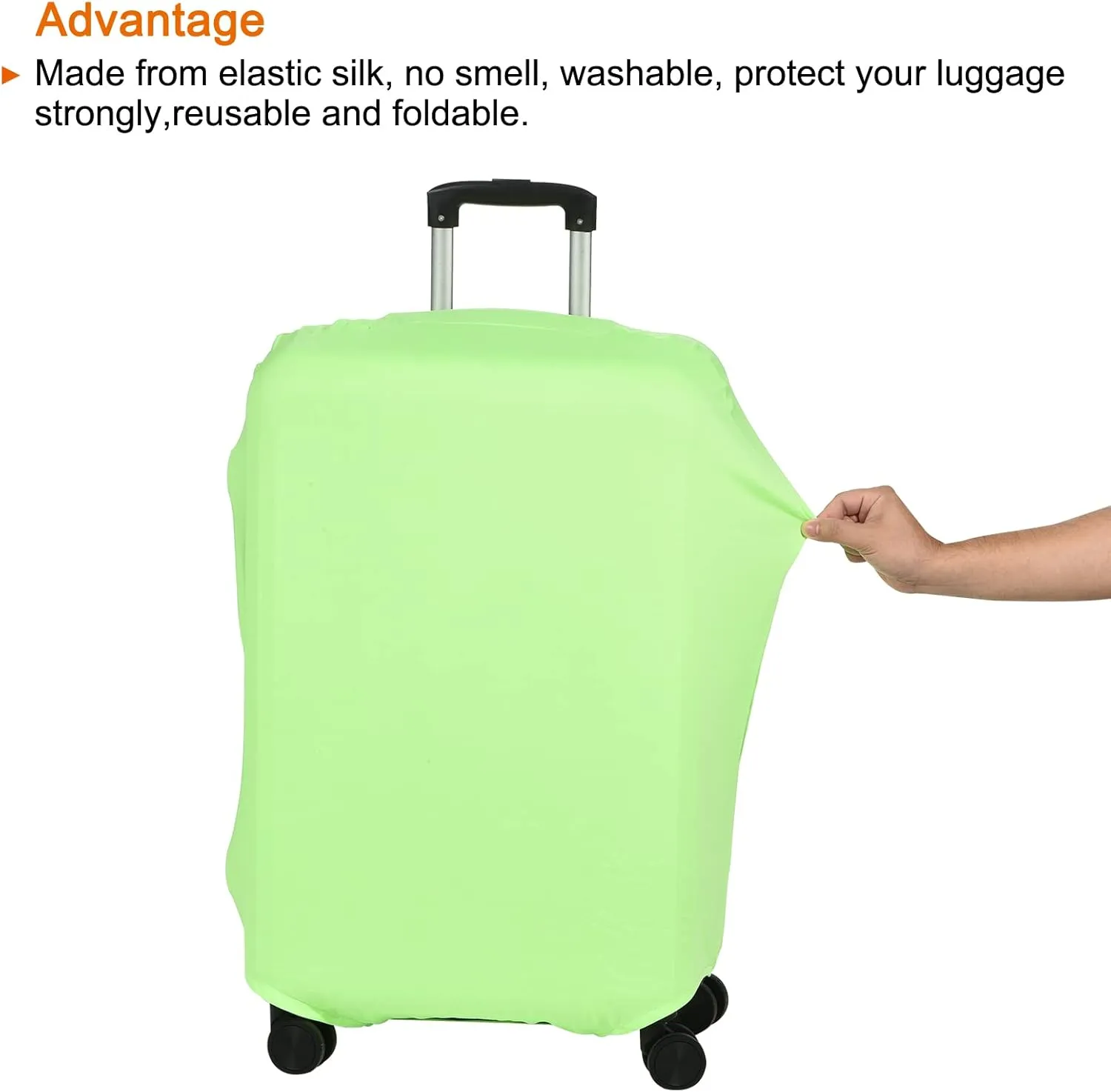 PATIKIL Elastic Silk Travel Luggage Cover, Washable Protective Suitcase Protector Bag Green for 24 Inch Wheeled Suitcase