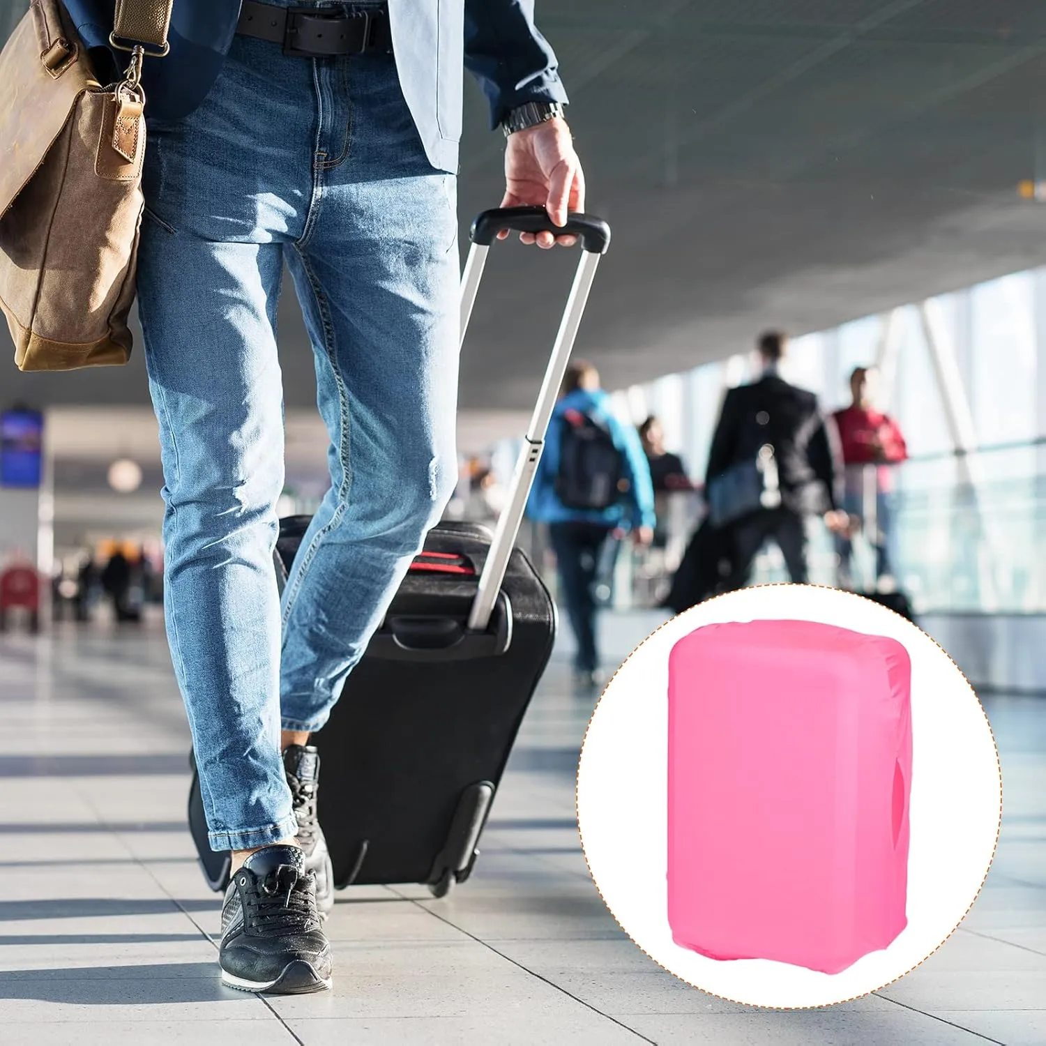 PATIKIL Elastic Silk Travel Luggage Cover, Washable Protective Suitcase Protector Bag Pink for 28 Inch Wheeled Suitcase