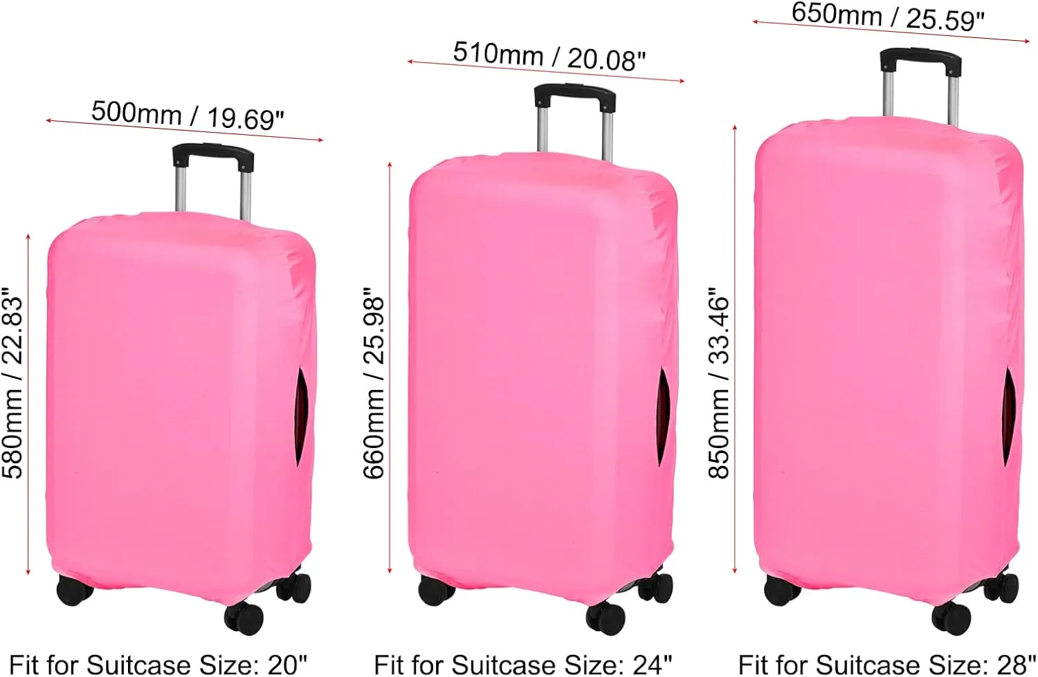 PATIKIL Elastic Silk Travel Luggage Cover, Washable Protective Suitcase Protector Bag Pink for 28 Inch Wheeled Suitcase