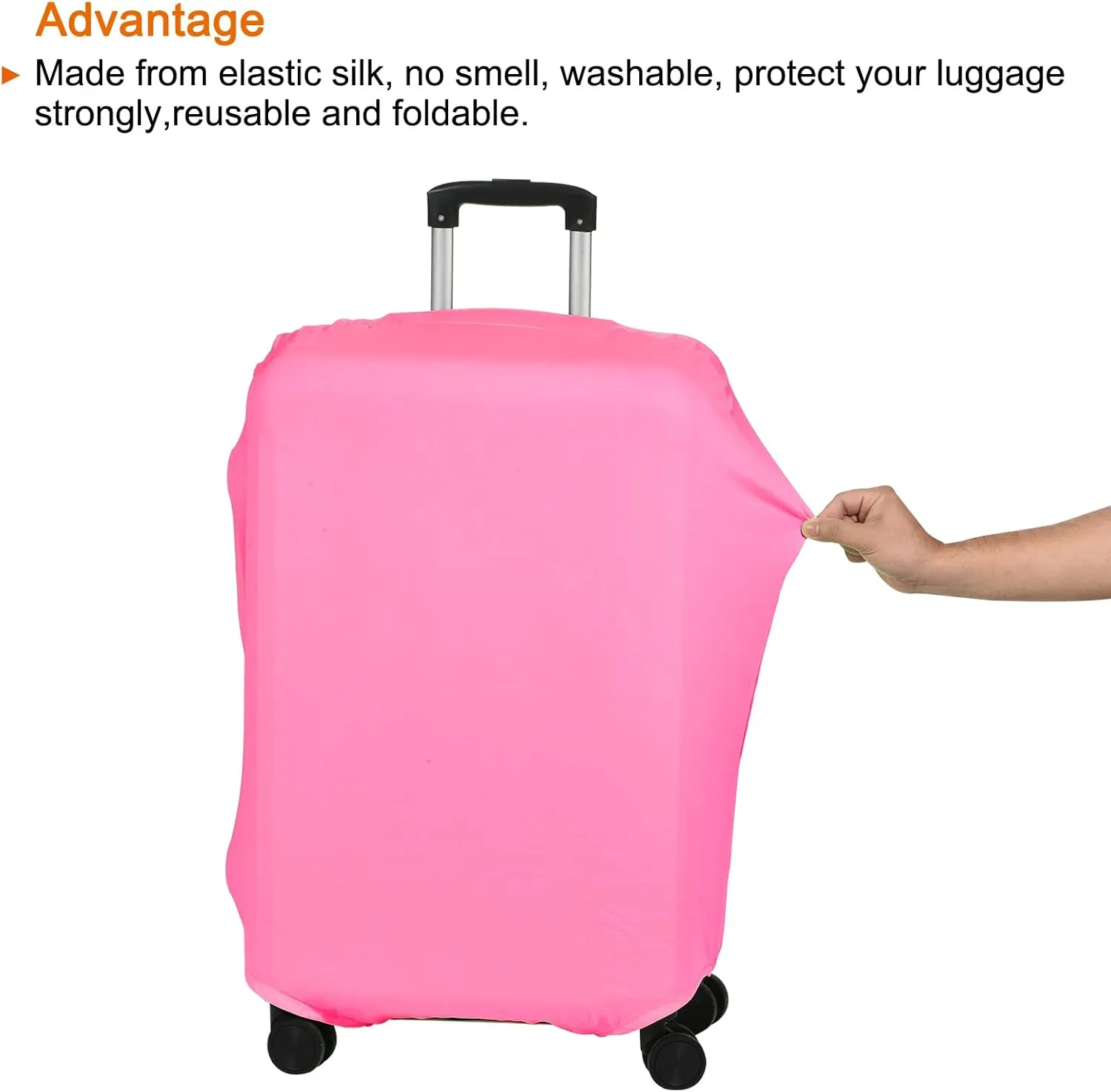 PATIKIL Elastic Silk Travel Luggage Cover, Washable Protective Suitcase Protector Bag Pink for 28 Inch Wheeled Suitcase