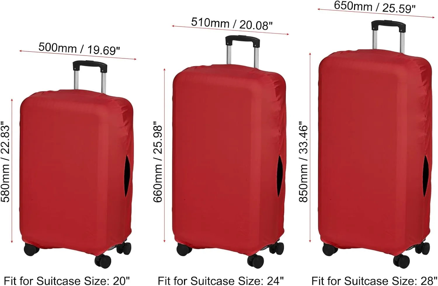 PATIKIL Elastic Silk Travel Luggage Cover, Washable Protective Suitcase Protector Bag Red for 20 Inch Wheeled Suitcase