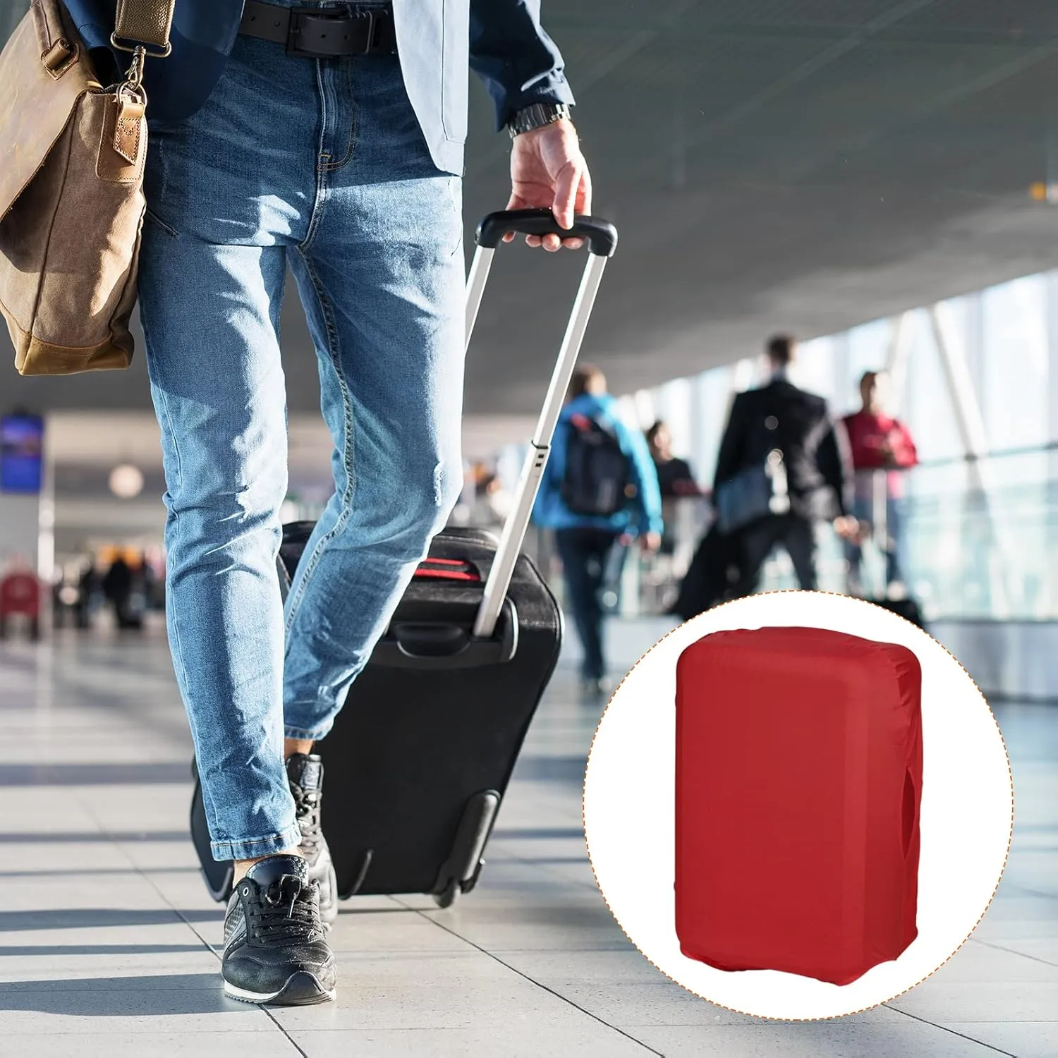 PATIKIL Elastic Silk Travel Luggage Cover, Washable Protective Suitcase Protector Bag Red for 20 Inch Wheeled Suitcase