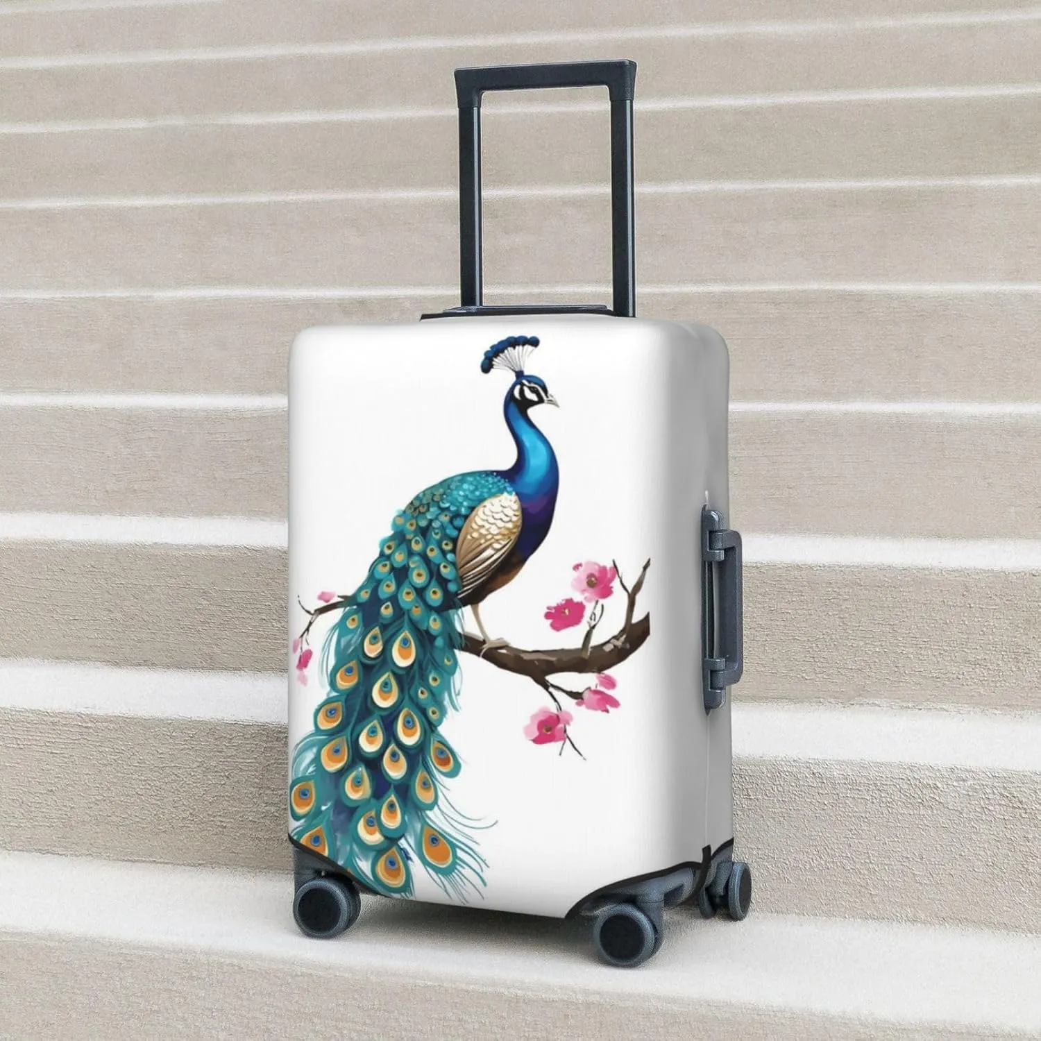 Peacock Travel Luggage Cover Fits 18-32 Inch Luggage, Elastic Suitcase Cover Protector with Concealed Zipper for Wheeled Suitcase Travel Accessories