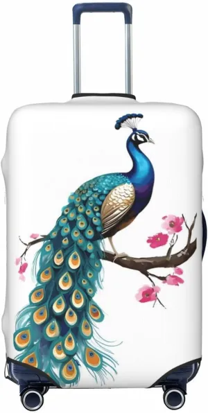 Peacock Travel Luggage Cover Fits 18-32 Inch Luggage, Elastic Suitcase Cover Protector with Concealed Zipper for Wheeled Suitcase Travel Accessories