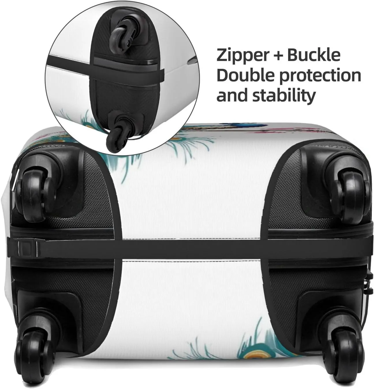 Peacock Travel Luggage Cover Fits 18-32 Inch Luggage, Elastic Suitcase Cover Protector with Concealed Zipper for Wheeled Suitcase Travel Accessories