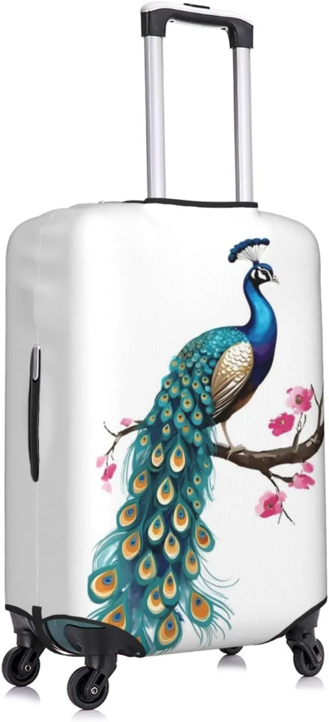 Peacock Travel Luggage Cover Fits 18-32 Inch Luggage, Elastic Suitcase Cover Protector with Concealed Zipper for Wheeled Suitcase Travel Accessories