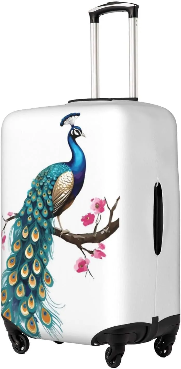 Peacock Travel Luggage Cover Fits 18-32 Inch Luggage, Elastic Suitcase Cover Protector with Concealed Zipper for Wheeled Suitcase Travel Accessories