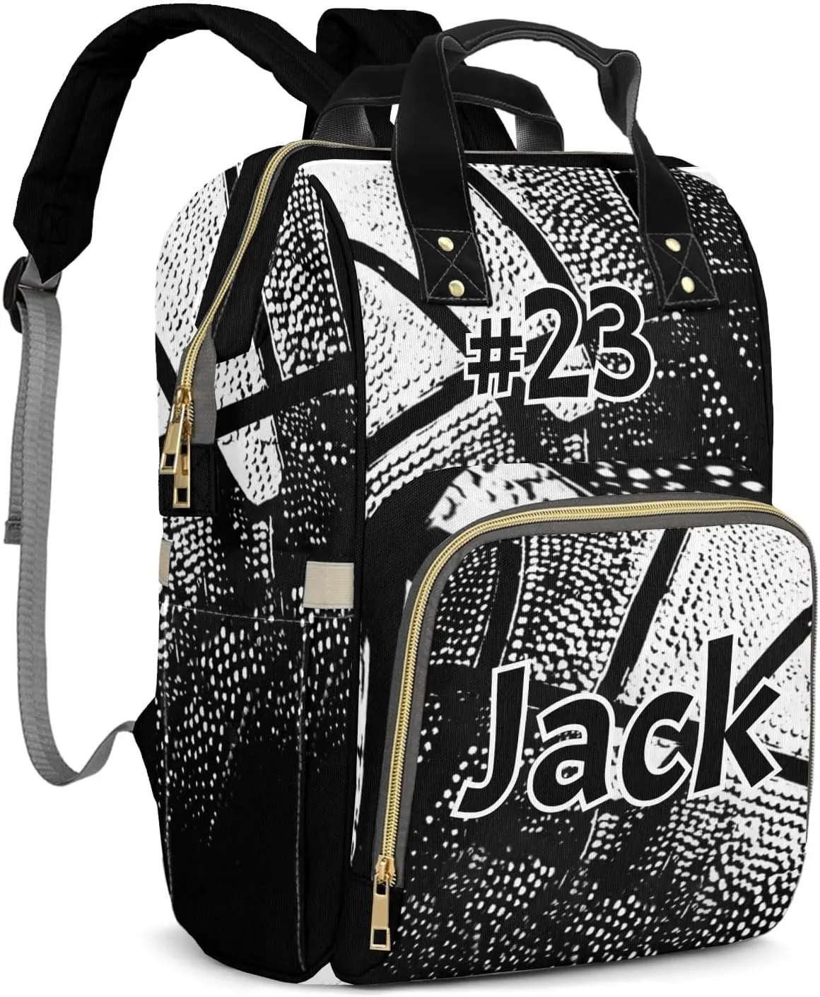 Personalized Basketball Print Tote Bag Backpacks Custom with Text Mommy Bag Gift for Mom Dad