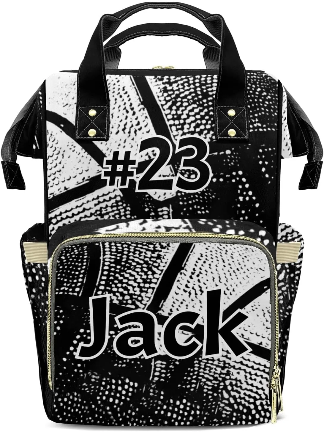 Personalized Basketball Print Tote Bag Backpacks Custom with Text Mommy Bag Gift for Mom Dad