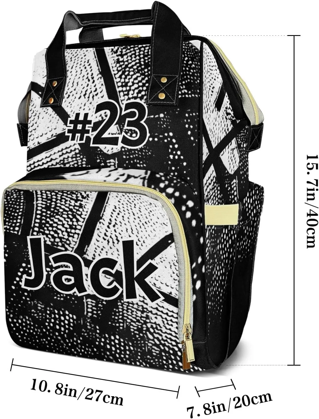 Personalized Basketball Print Tote Bag Backpacks Custom with Text Mommy Bag Gift for Mom Dad