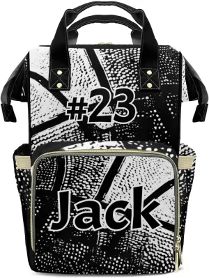 Personalized Basketball Print Tote Bag Backpacks Custom with Text Mommy Bag Gift for Mom Dad