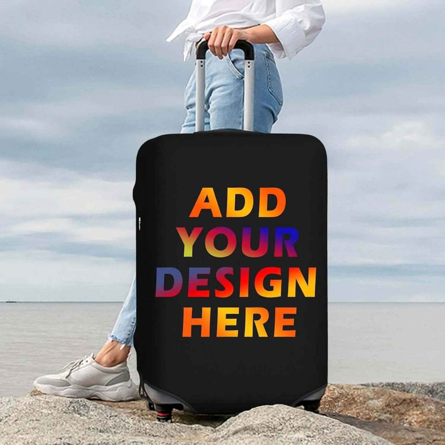 Personalized Custom Travel Luggage Suitcase Protector Add Your Own Name Photo Text Customized Washable Elastic Cover Luggage Fit 29-32 Inch