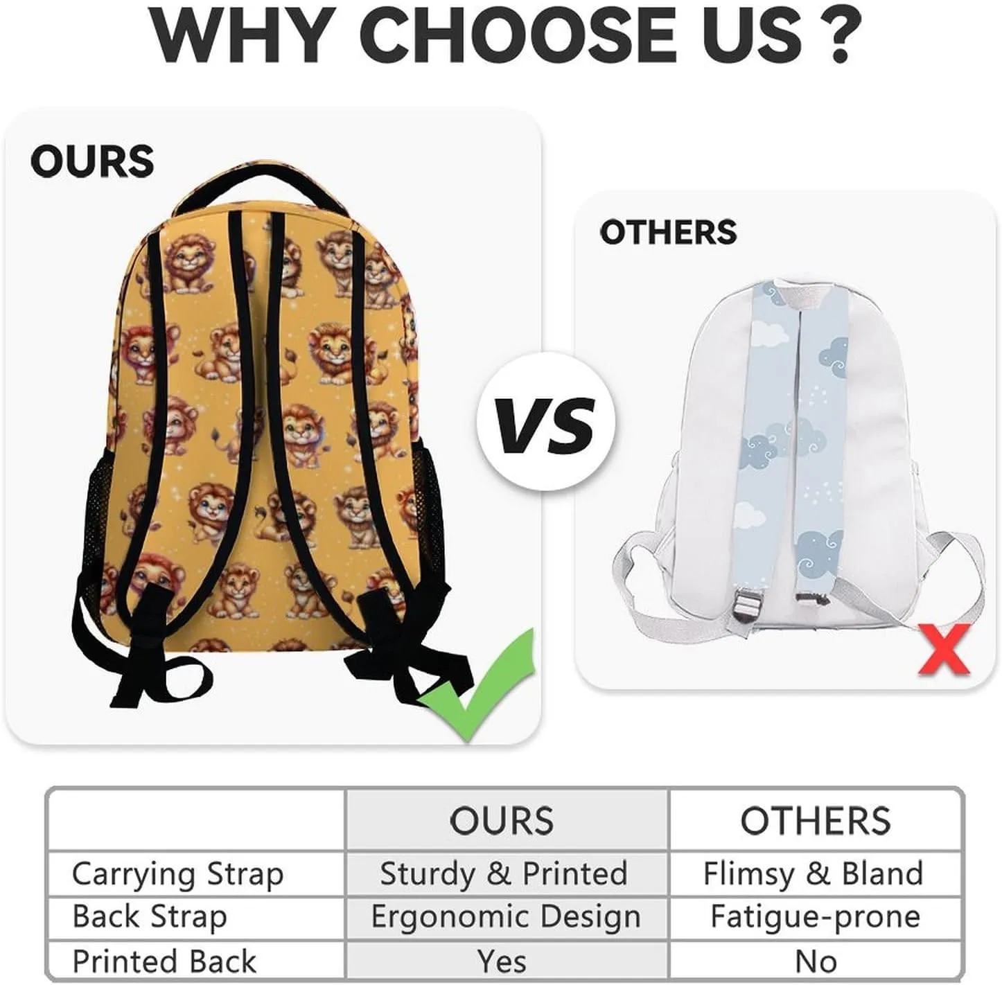 Personalized Lion Backpacks for Kids, 17 Inch Cute Kindergarten Backpack for Girls, Lightweight Bookbag for Primary School