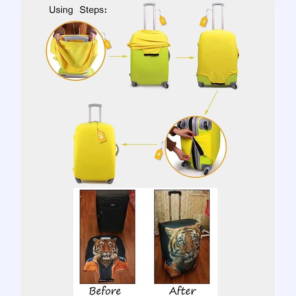 Personalized Luggage Cover Spandex Suitcase Protector Washable Travel Baggage Covers