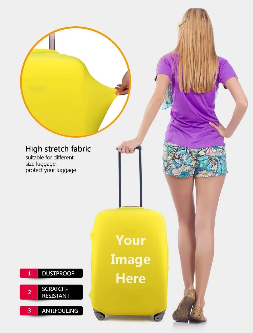 Personalized Luggage Cover Spandex Suitcase Protector Washable Travel Baggage Covers