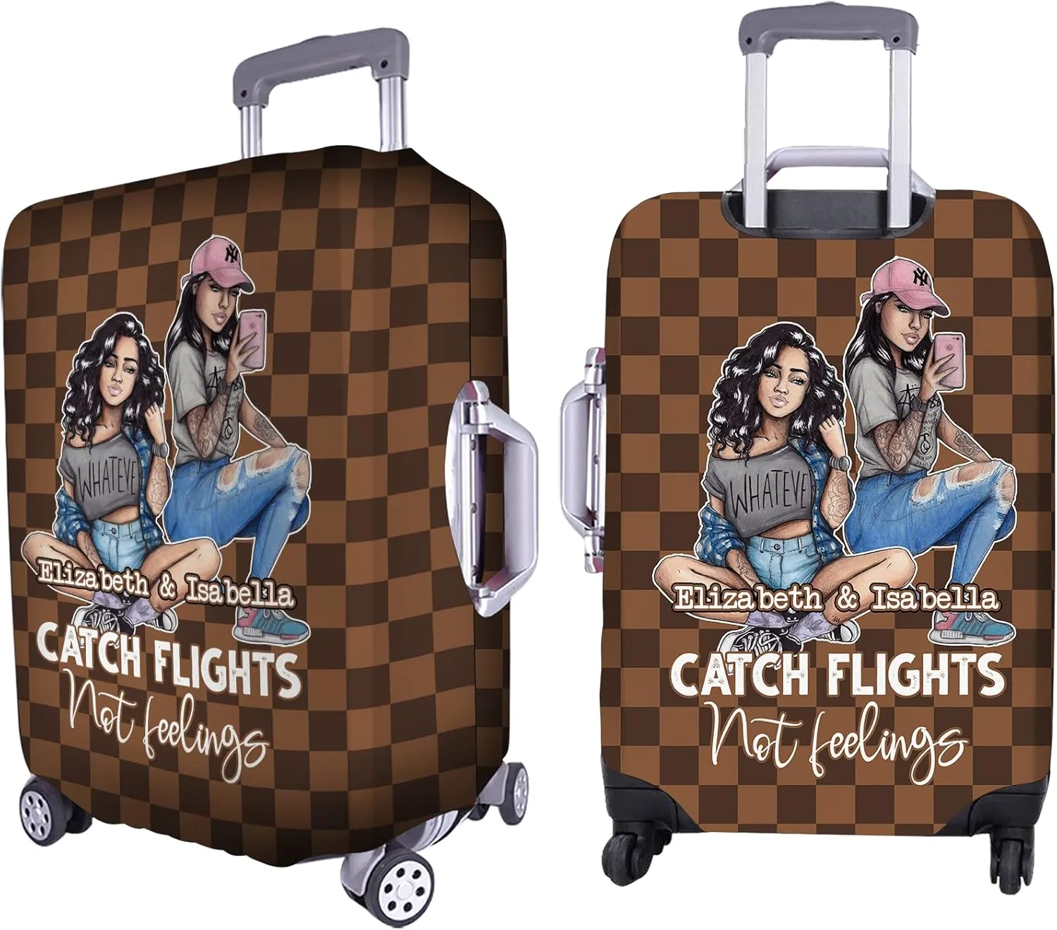 Personalized Name Catch Flights Not Feelings Luggage Cover Protector Travel Bag Covers Suitcase Cover Travel Bag Covers Gift for Girl Traveling Lovers 50