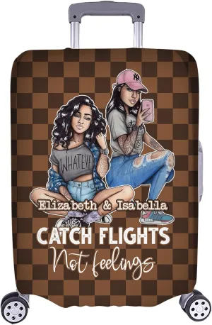 Personalized Name Catch Flights Not Feelings Luggage Cover Protector Travel Bag Covers Suitcase Cover Travel Bag Covers Gift for Girl Traveling Lovers 50