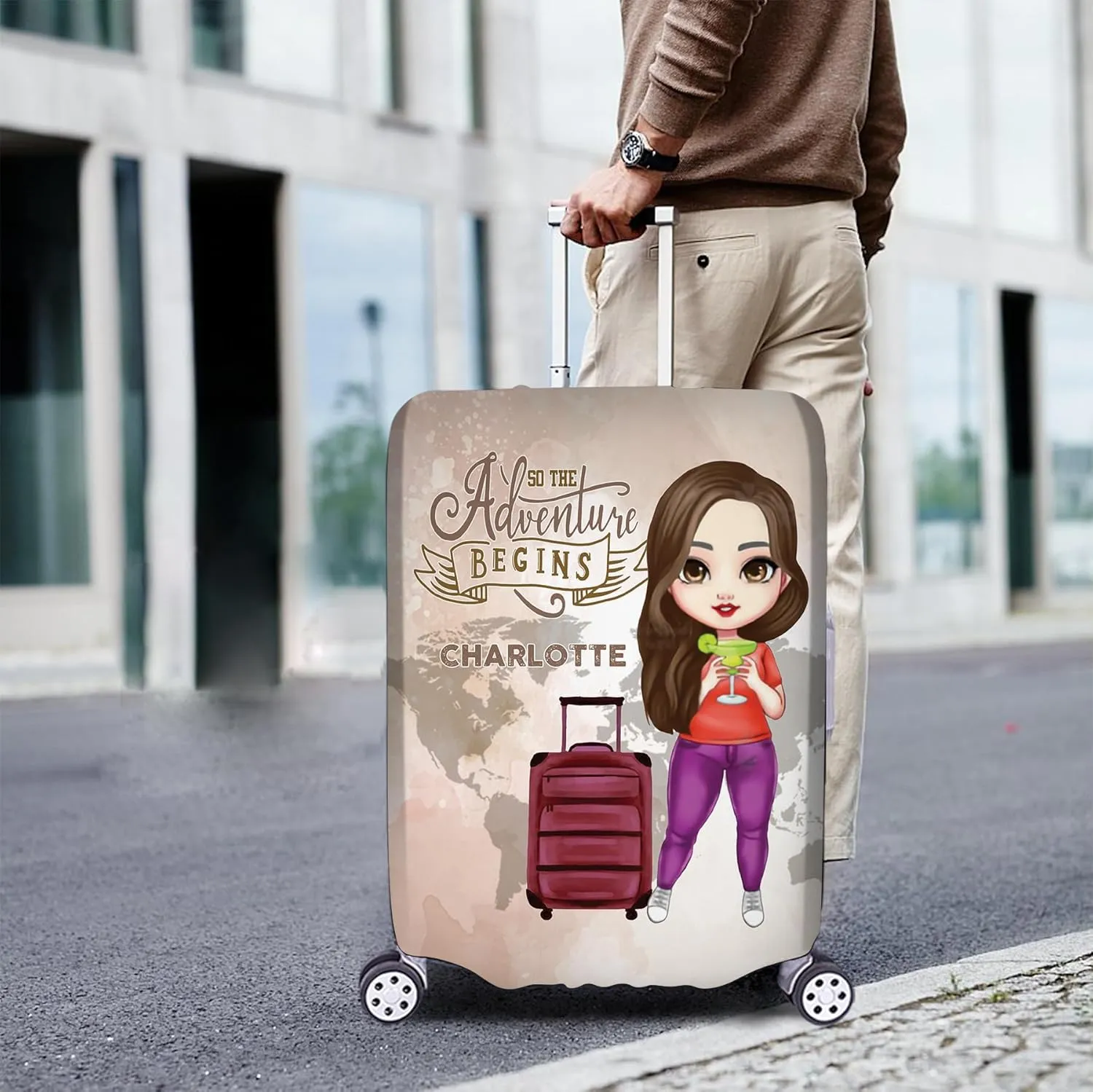Personalized Name So The Adventure Begins Luggage Cover Protector Travel Bag Covers Love Travel Gift Travel Bag Covers Gift for Traveling Lovers 90