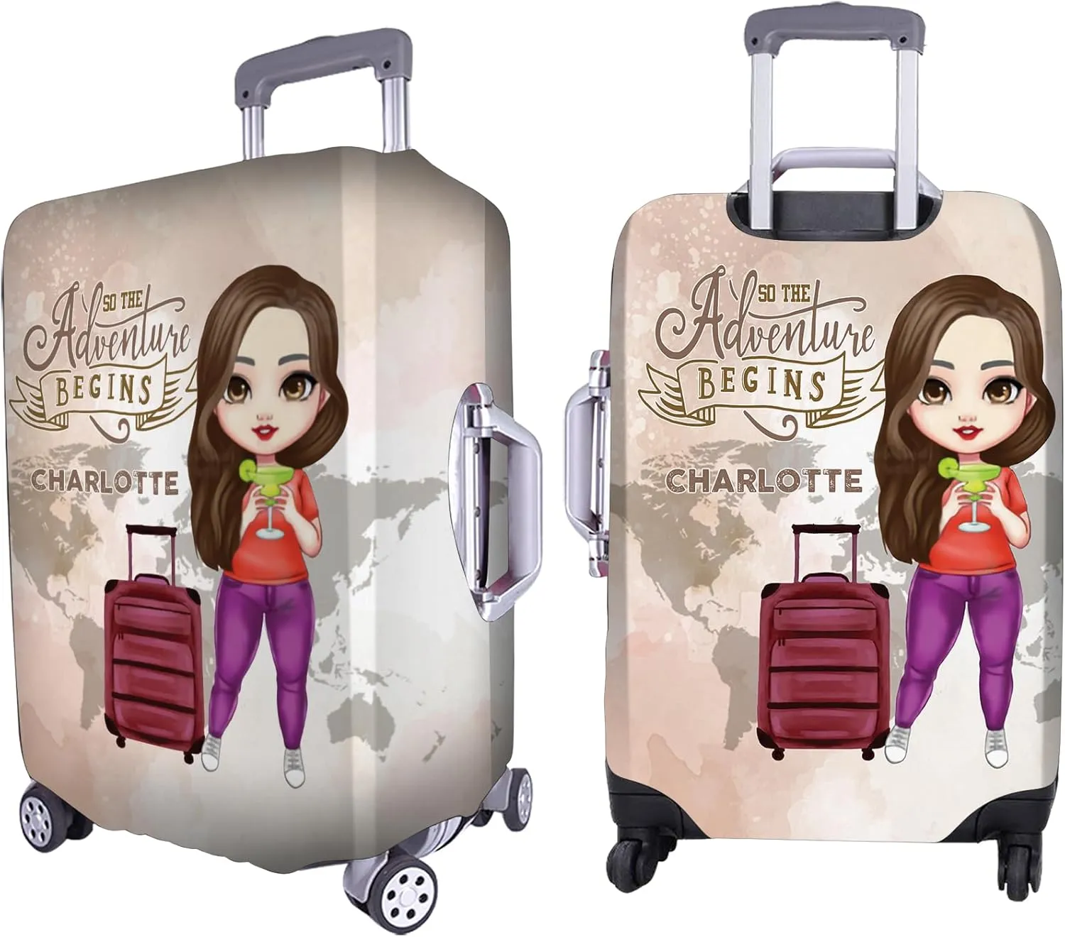 Personalized Name So The Adventure Begins Luggage Cover Protector Travel Bag Covers Love Travel Gift Travel Bag Covers Gift for Traveling Lovers 90